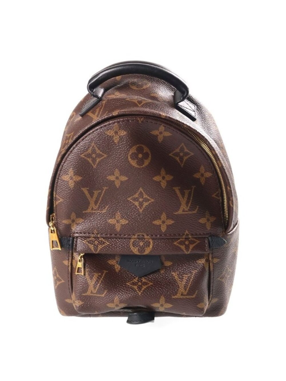 Louis Vuitton Monogram Palm Springs Mini Backpack Brown Black Leather Gold